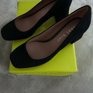 Women’s black suede shoes barely worn, size 8.